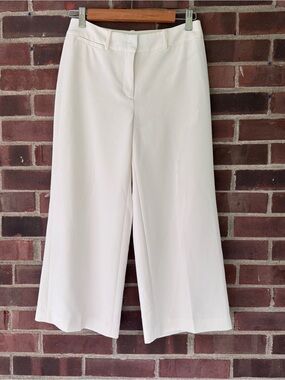 White House Black Market White Wide Leg Crop Pants Women’s Size 0R Career